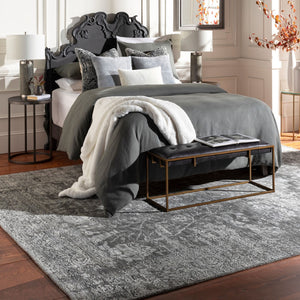 Surya Lucknow Luc-2300 Handmade 2' X 3' Rug - Durable, Chemical-free, Modern Decor With Low Pile Style Charcoal Viscose,Wool Luc2301-69