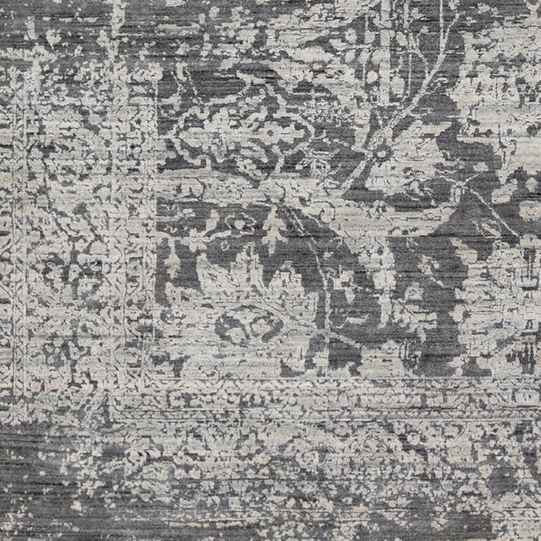 Surya Lucknow Luc-2300 Handmade 2' X 3' Rug - Durable, Chemical-free, Modern Decor With Low Pile Style Charcoal Viscose,Wool Luc2301-69