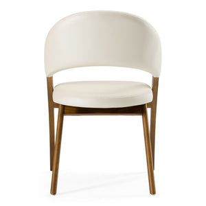 VIG Furniture Lucas Mid-Century Cream & Walnut Dining Chair — Vegan Leather Upholstered, Tapered Walnut Frame, Ergonomic Comfort VGCSCH-16029-CRM