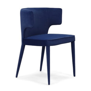 VIG Furniture Lucero Plush Blue Velvet Dining Armchair With Tapered Iron Legs, Ergonomic Arms & No Assembly (97) VGYFDC1021F-BLU-DC