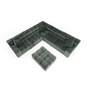 VIG Furniture Ludwig 6-Piece Dark Green Modular Sectional Sofa With Ottoman, Plush Cushions & Solid Poplar Frame VGDW-DS1021-GRN