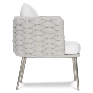 Bernhardt Bernhardt Santa Cruz Outdoor Arm Chair Nordic Grey Sock Weave Aluminum Frame Silver Mist Legs, Plush Cushions X02545Q