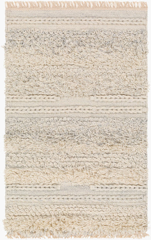 Surya Lugano 2' X 3' Handmade Bohemian Rug - Luxurious Viscose & Wool Blend With Charming Fringe Detail Gray Viscose,Wool Lug2302-23