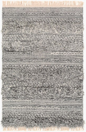 Surya Lugano 2' X 3' Handmade Bohemian Rug - Luxurious Viscose & Wool Blend With Charming Fringe Detail Gray Viscose,Wool Lug2303-23