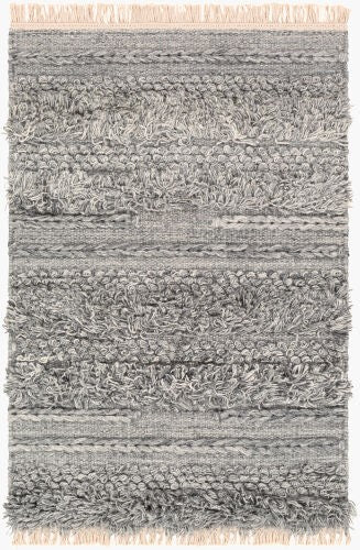 Surya Lugano 2' X 3' Handmade Bohemian Rug - Luxurious Viscose & Wool Blend With Charming Fringe Detail Gray Viscose,Wool Lug2303-23