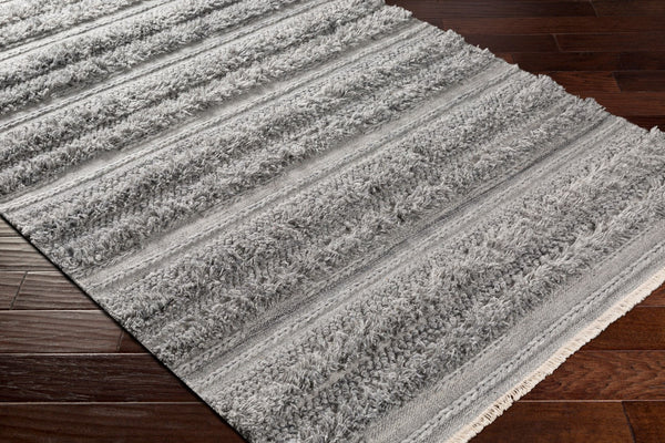 Surya Lugano 2' X 3' Handmade Bohemian Rug - Luxurious Viscose & Wool Blend With Charming Fringe Detail Gray Viscose,Wool Lug2303-23