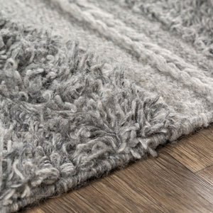 Surya Lugano 2' X 3' Handmade Bohemian Rug - Luxurious Viscose & Wool Blend With Charming Fringe Detail Gray Viscose,Wool Lug2303-23