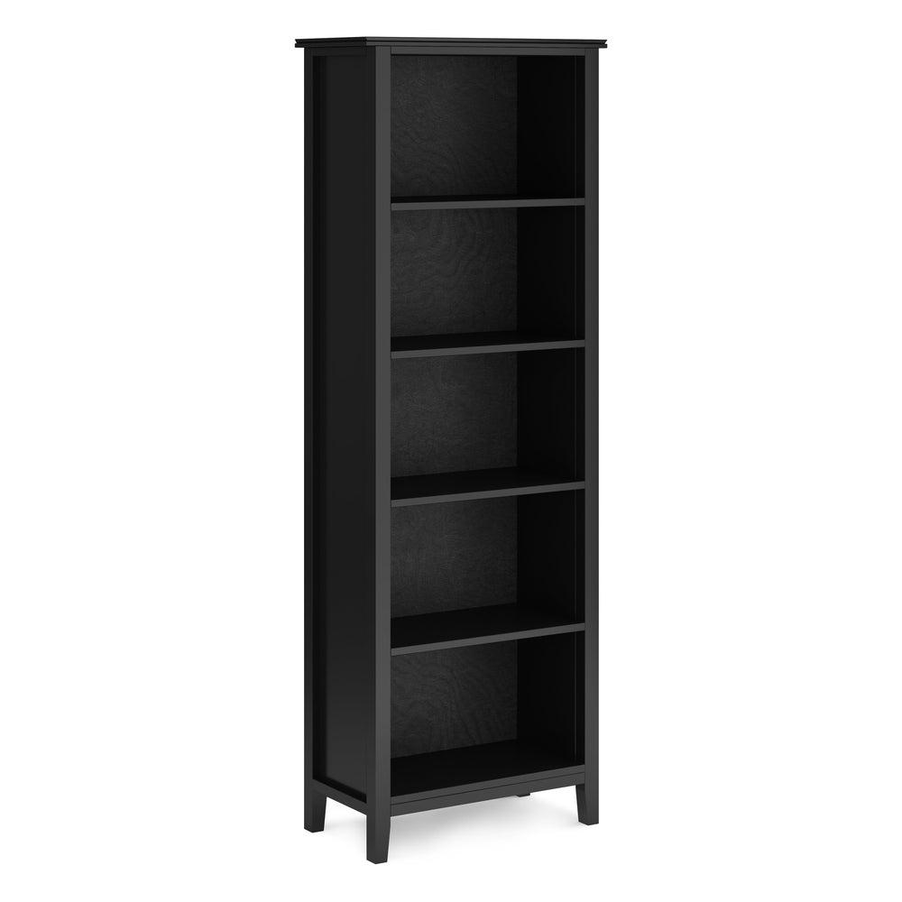 English Elm Artisan 5-Shelf Bookcase In Black - Handcrafted Modern Storage Solution For Home Or Office Décor B136P158385