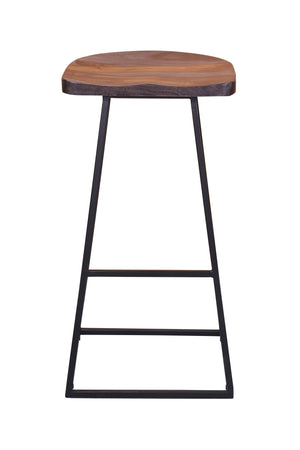 Porter Designs Clement Solid Acacia Wood Bar Stool With Sleek Design And Comfortable Scooped Seat Gray Wood 07-196-11-2098