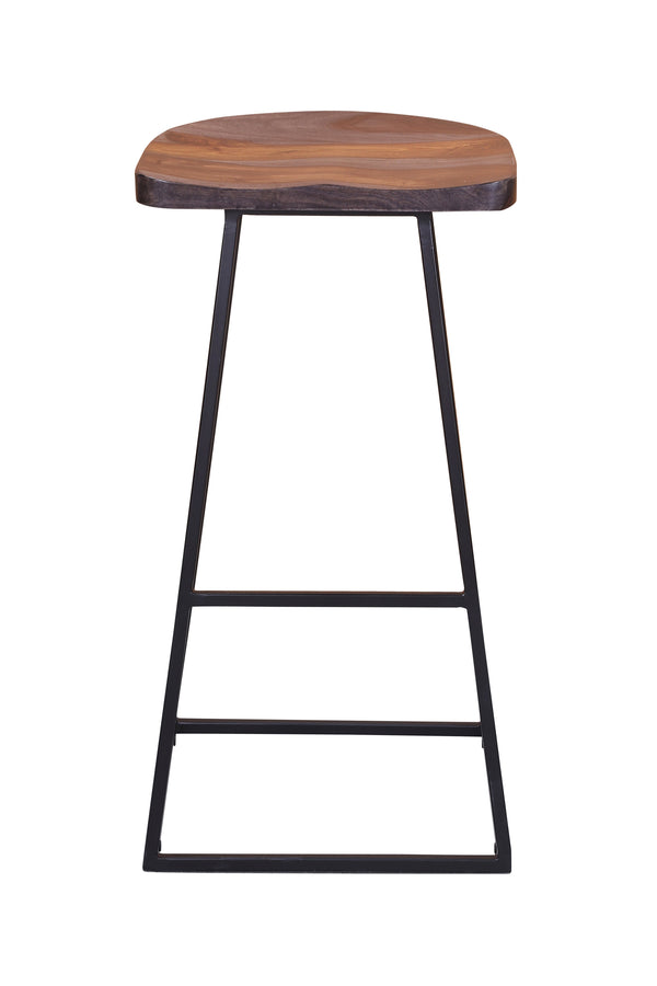 Porter Designs Clement Solid Acacia Wood Bar Stool With Sleek Design And Comfortable Scooped Seat Gray Wood 07-196-11-2098