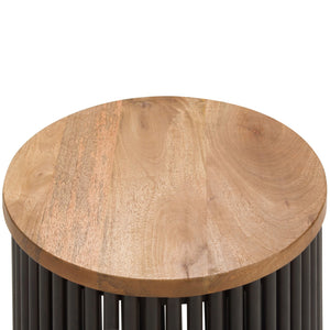 English Elm Demy Accent Table with Sustainable Mango Wood Top and Slatted Metal Base — Compact, Durable Style Black B136P158991