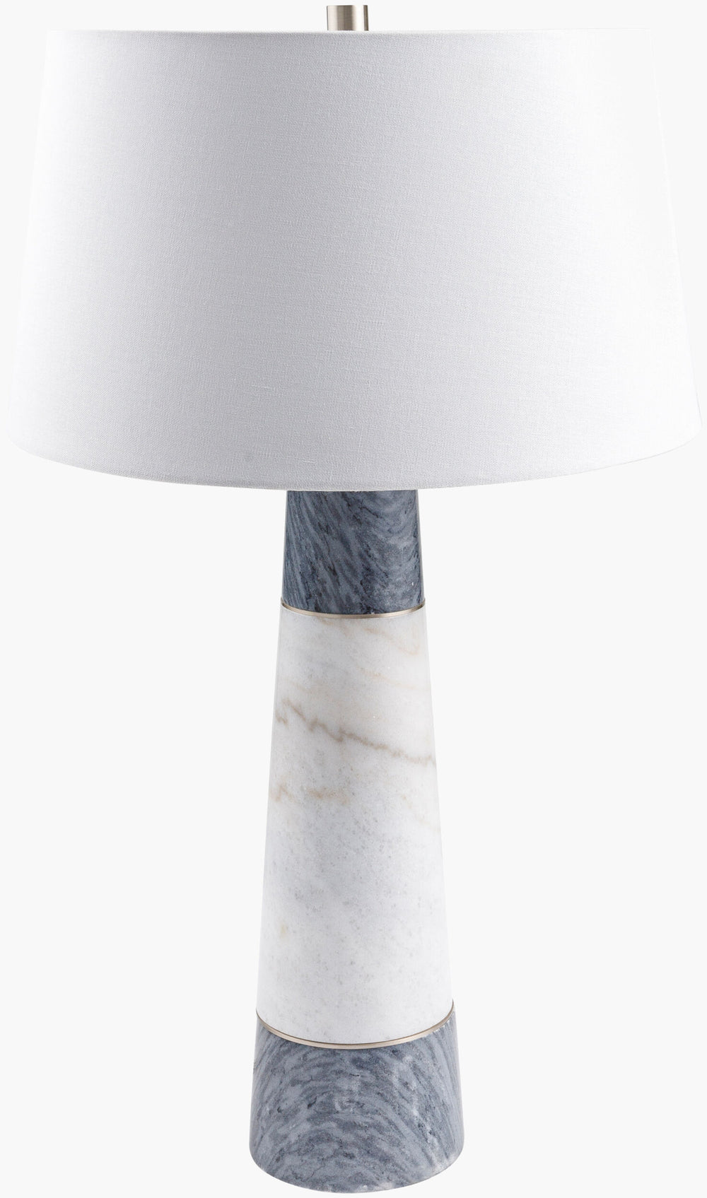 Surya Lumion 26" Traditional Marble Accent Table Lamp With Soft Polyester Shade For Timeless Elegance Body, Gray Marble,Marble,Polyester,Polyester,Iron Lum-001