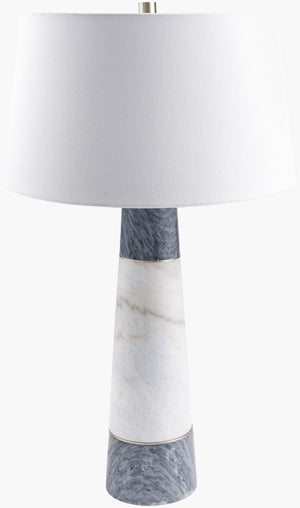 Surya Lumion 26" Traditional Marble Accent Table Lamp With Soft Polyester Shade For Timeless Elegance Body, Gray Marble,Marble,Polyester,Polyester,Iron Lum-001