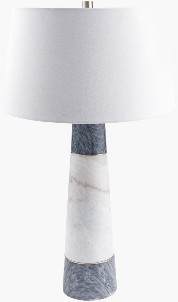 Surya Lumion 26" Traditional Marble Accent Table Lamp With Soft Polyester Shade For Timeless Elegance Body, Gray Marble,Marble,Polyester,Polyester,Iron Lum-001