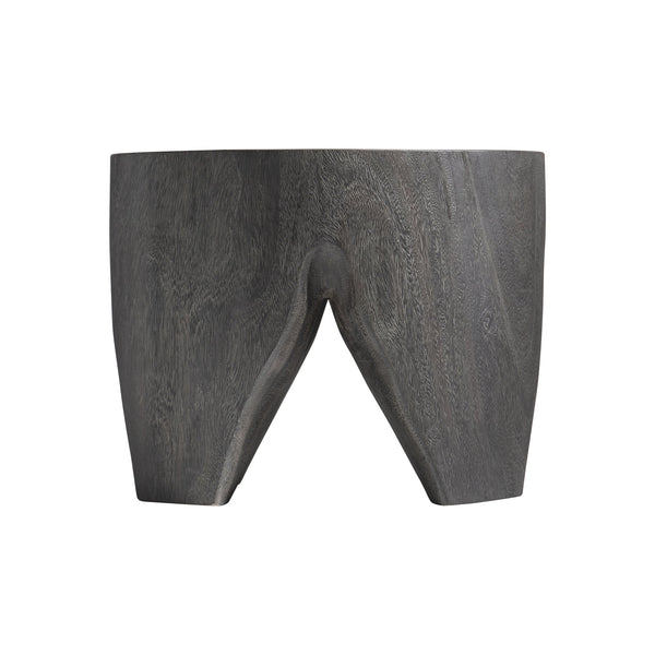 Bernhardt Bernhardt Kateri Carbonized Suar Drum Accent Table In Smoked Truffle — Handcrafted Sculptural Side Table (21"W) 487012