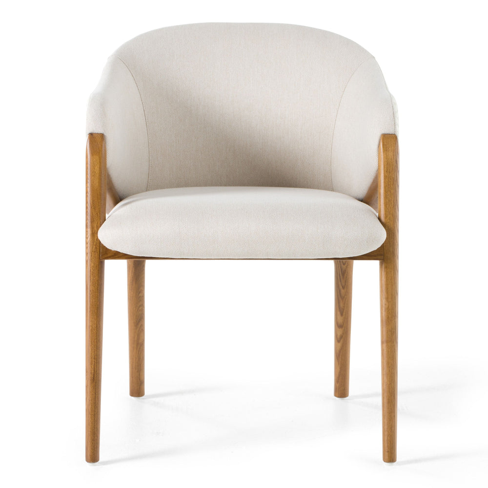 Modrest Lunde Cream Fabric Dining Chair with Walnut Frame - Stylish Comfort for Your Dining Room