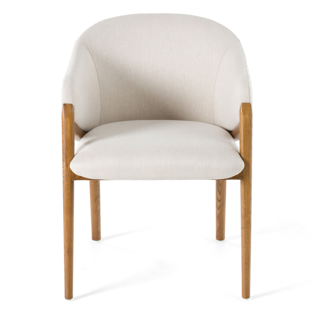 Modrest Lunde Cream Fabric Dining Chair with Walnut Frame - Stylish Comfort for Your Dining Room