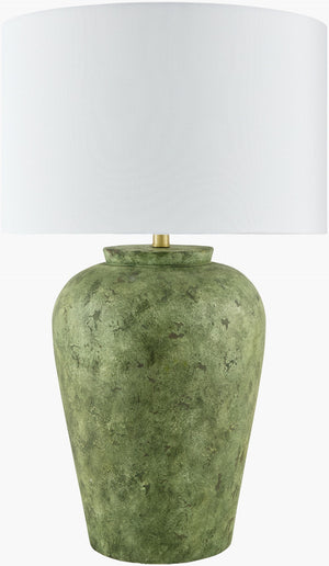Surya Lucero Handcrafted Ceramic Table Lamp with Linen Shade Arts and Crafts Artisan Style LUO-001