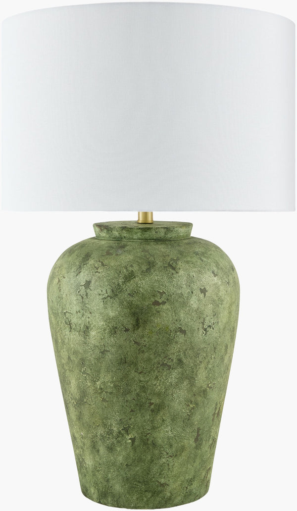 Surya Lucero Handcrafted Ceramic Table Lamp with Linen Shade Arts and Crafts Artisan Style LUO-001