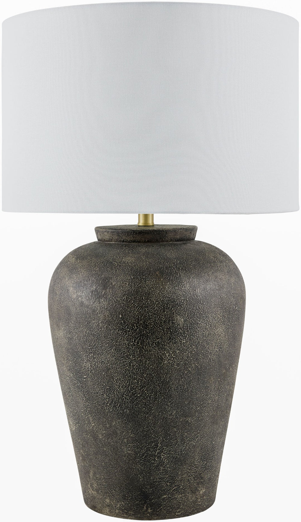 Surya Lucero Ceramic Iron Table Lamp with Linen Shade Arts and Crafts Handcrafted Style LUO-003