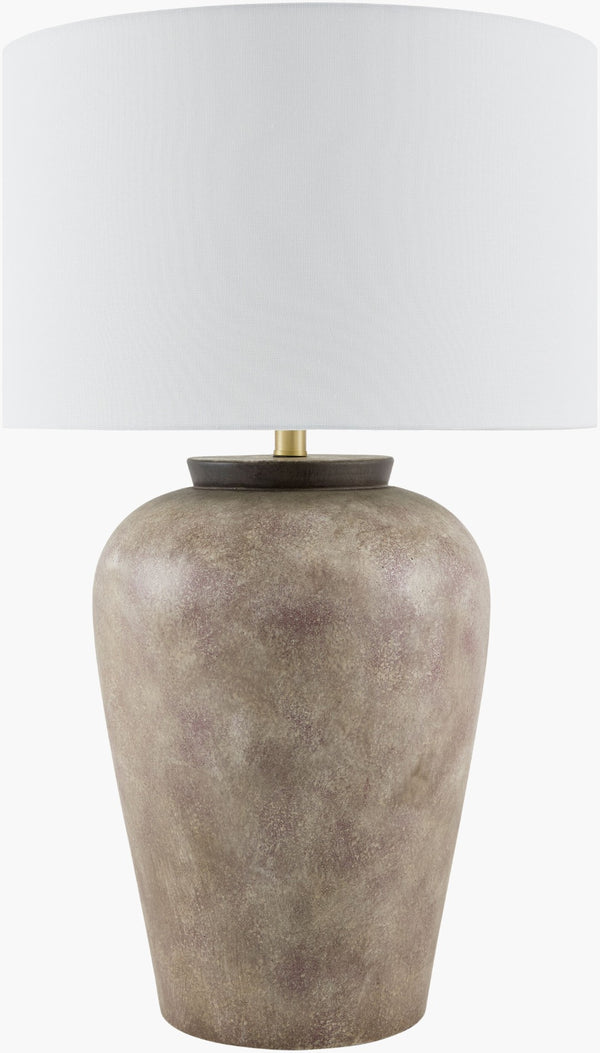 Surya Lucero Ceramic and Iron Arts Crafts Table Lamp with Linen Shade for Bedroom LUO-005