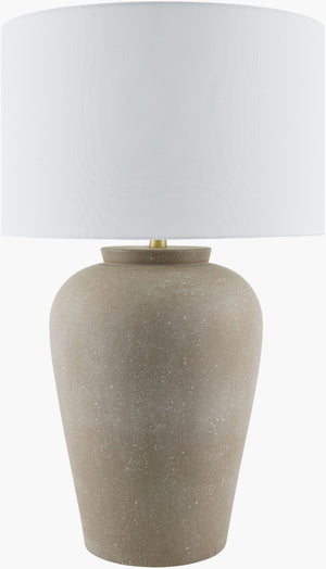 Surya Lucero Arts and Crafts Ceramic Iron Table Lamp with Linen Shade for Warm Ambiance LUO-006