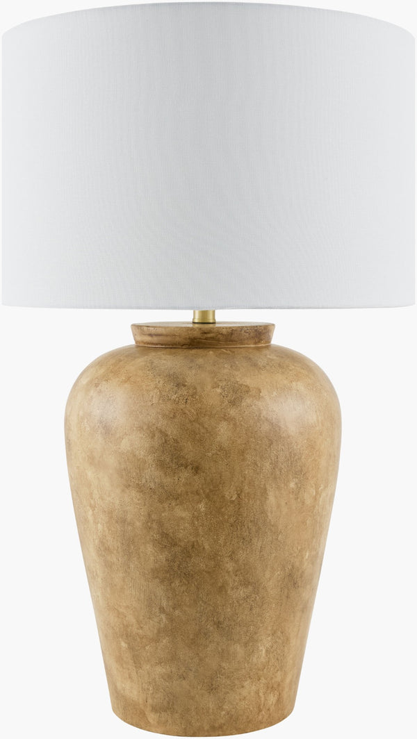 Surya Lucero Ceramic Iron Arts and Crafts Table Lamp with Linen Shade for Warm Ambient Glow LUO-008
