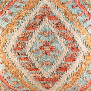 Surya Luanda Hand-woven Pouf - Stylish 18" Multi-textured Ottoman For Living Room & Bedroom Decor Aqua Jute,Wool,Cotton,Cotton,Polybeads Lupf002-181818