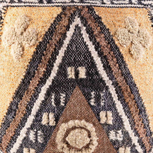 Surya Luanda Hand-woven Pouf - Stylish 18" Multi-textured Ottoman For Living Room & Bedroom Decor Black Jute,Wool,Cotton,Cotton,Polybeads Lupf003-181818