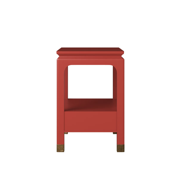 A.R.T. Furniture Eave Bedside Table - Stunning Candy Apple Red Nightstand With Asian Flair For Your Bedroom Decor Red Material(S), Poplar And Parawood Solids 336140-1819