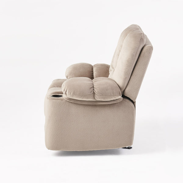 English Elm Christopher Knight Home® - Luxurious Manual Recliner Chair with Skin-Friendly Fabric, Dual Cup Holders, Ergonomic Padded Comfort Coffee 57578.00LAT