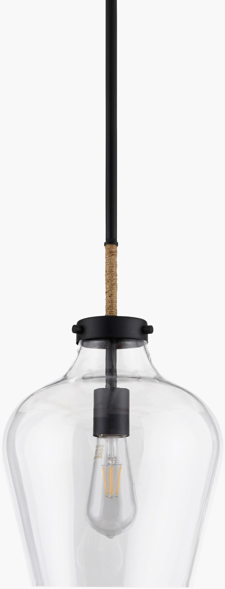 Livabliss Lavaur Wrought Iron Bohemian Pendant Light with Glass Shade for Kitchen or Dining LUR-001