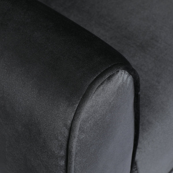 English Elm Miranda Channel Stitch Velvet Sofa Glam Living Room Seating with Tapered Birch Legs Black 68604.00ABLK_68604.00BBLK