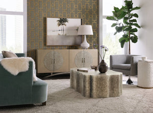 Hooker Furniture Melange Nolita Four-Door Entertainment Console With Champagne & Silver Finish, Soft-Close Doors, Fits 75" Tv 628-55034-15