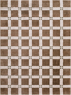 Livabliss La Luna Art Deco Geometric Polypropylene Area Rug for Living Room or Dining Space Dark Brown, Whi 5'3" x 7' LUU2306-575