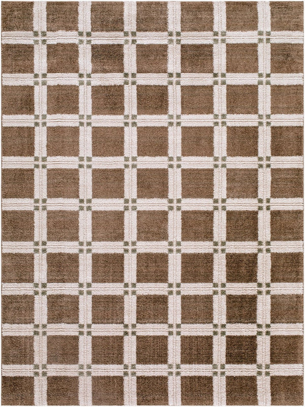 Livabliss La Luna Art Deco Geometric Polypropylene Area Rug for Living Room or Dining Space Dark Brown, Whi 5'3" x 7' LUU2306-575