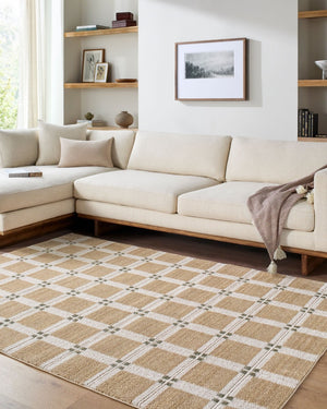 Livabliss La Luna Art Deco Geometric Polypropylene Area Rug for Modern Living Spaces Tan, White 7'10" x 10'2" LUU2308-710102