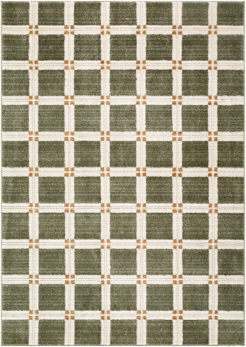 Livabliss La Luna Art Deco Geometric Polypropylene Rug Turkish Woven for Living Room Decor Olive, White 5'3" x 7' LUU2309-575
