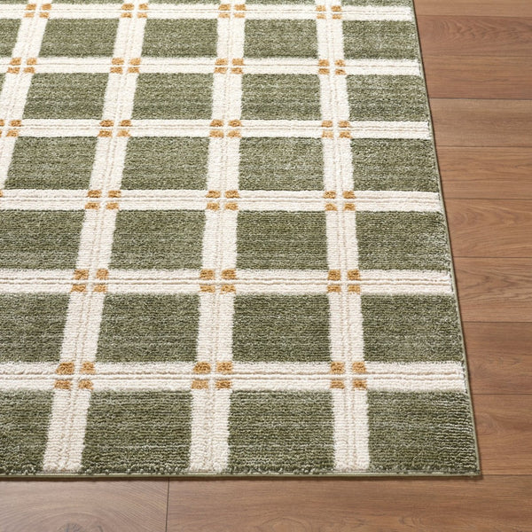 Livabliss La Luna Art Deco Geometric Polypropylene Rug Turkish Woven for Living Room Decor Olive, White 5'3" x 7' LUU2309-575