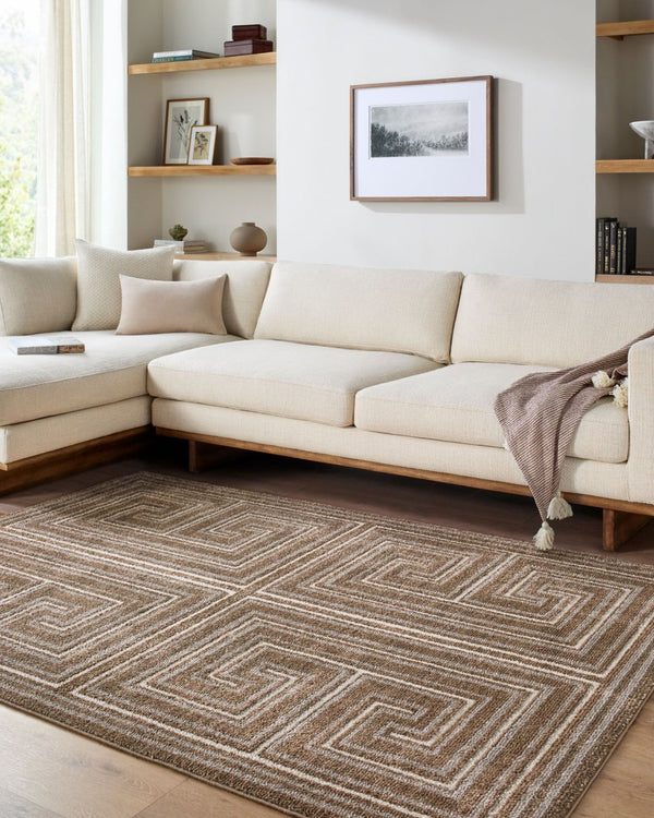 Livabliss La Luna Bohemian Global Polypropylene Area Rug Turkey Woven Medium Pile Living Room Dark Brown, Tau 5'3" x 7' LUU2311-575
