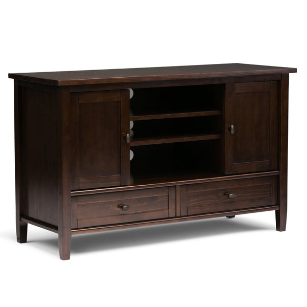 English Elm Warm Shaker Tv Media Stand - Handcrafted Tobacco Brown With Ample Storage & Timeless Design B136P159720-GIGA