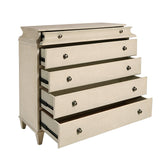 5-Drawer Bachelor's Chest with Jewelry Tray Natural with Almond milk faux linen finish P301055 Pulaski Furniture