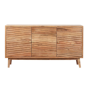 English Elm Christopher Knight Home® - SIDEBOARD Handcrafted 3-Door Natural Acacia Wood Boho Side Cabinet with Carved Texture & Storage 68732.00