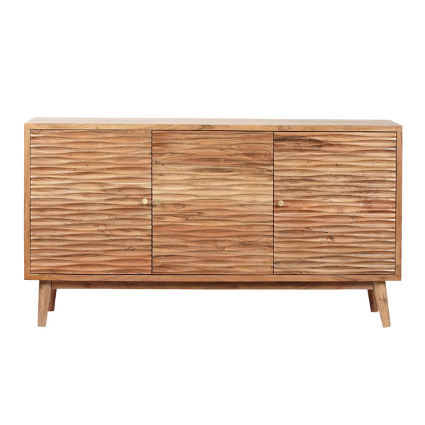 English Elm Christopher Knight Home® - SIDEBOARD Handcrafted 3-Door Natural Acacia Wood Boho Side Cabinet with Carved Texture & Storage 68732.00