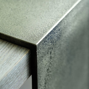 Bernhardt Bernhardt Linea Console Table, 72"W Cerused Greige Oak Veneer With Textured Graphite Banding 384910G