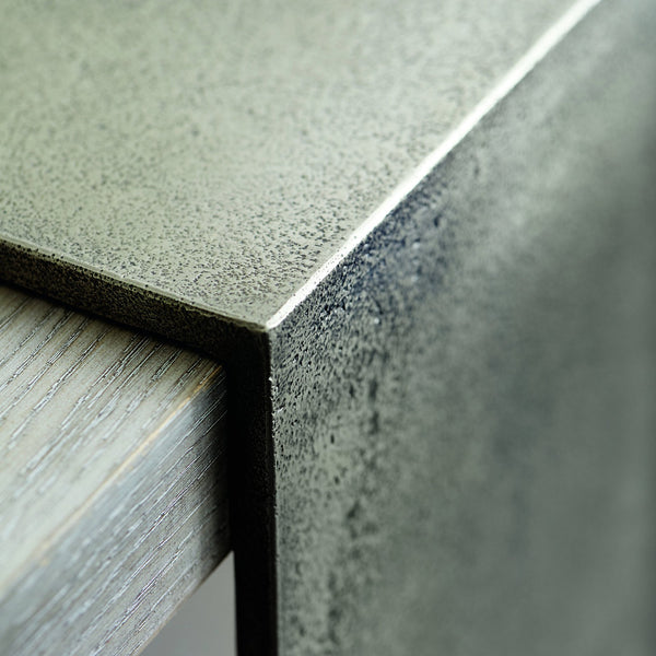 Bernhardt Bernhardt Linea Console Table, 72"W Cerused Greige Oak Veneer With Textured Graphite Banding 384910G