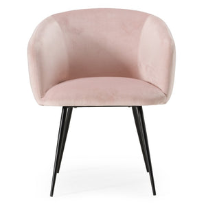 VIG Furniture Luzerne Pink Velvet Dining Chair With Carved Back, Matte Black Legs, Contoured Seat For Comfort VGYFDC1041-PNK-DC