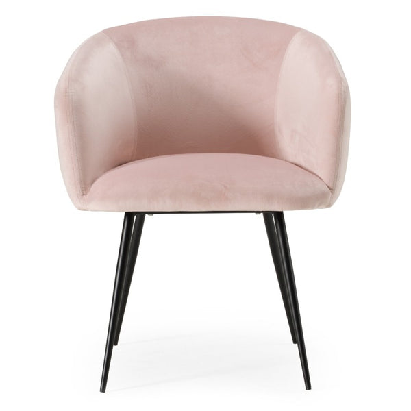 VIG Furniture Luzerne Pink Velvet Dining Chair With Carved Back, Matte Black Legs, Contoured Seat For Comfort VGYFDC1041-PNK-DC