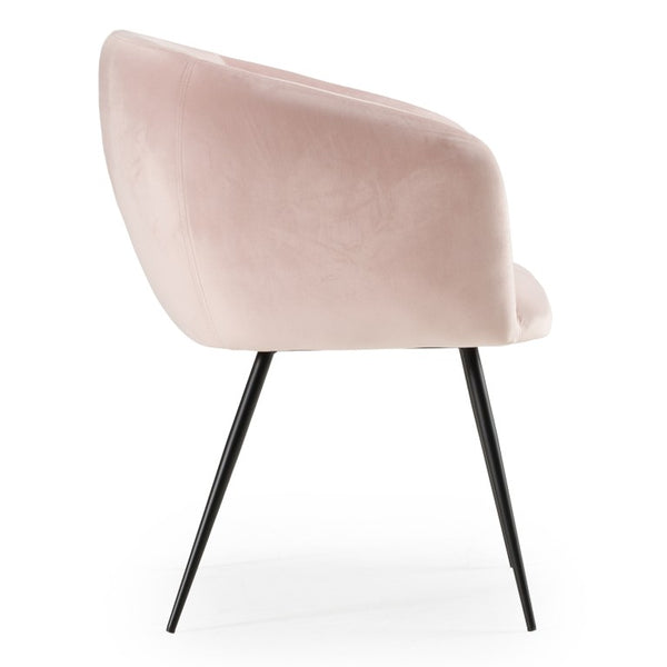 VIG Furniture Luzerne Pink Velvet Dining Chair With Carved Back, Matte Black Legs, Contoured Seat For Comfort VGYFDC1041-PNK-DC