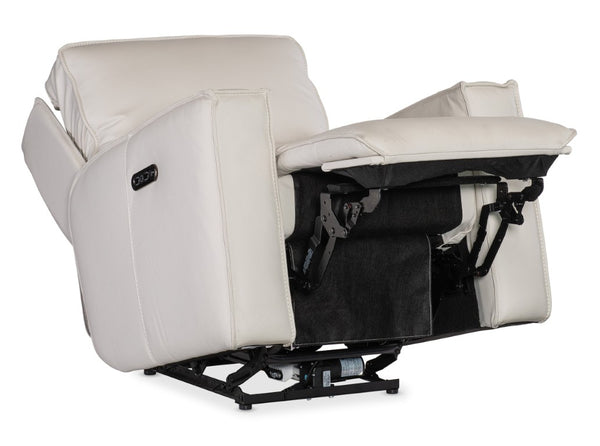 Hooker Furniture Miles Zero Gravity Recliner In Oslo Pebble Leather With Power Headrest, Usb Charging, Sleek Base Grey SS727-PHZ1-001